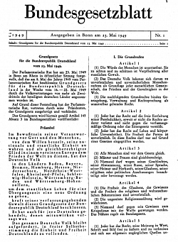 Grundgesetz Bundesgesetzblatt Nr. 1